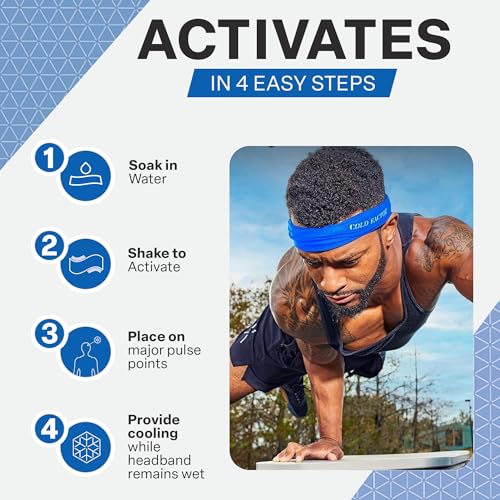Image of COLD FACTOR Cooling Headband for Women and Men - UPF 50+ Advanced Evaporative Comfort, Instant Cooling Sweatband for Outdoor Sports, Fitness, Yoga, Hiking, Running, and Workout