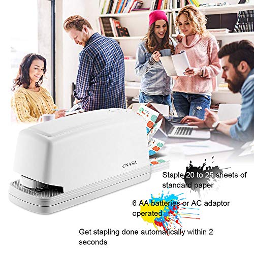 Electric Stapler-Heavy Duty Automatic Stapler-Jam Free 25 Sheet Full-Strip Staple Capacity, Battery Operated or AC Adapter(Included)- for Professional and Home Office Use