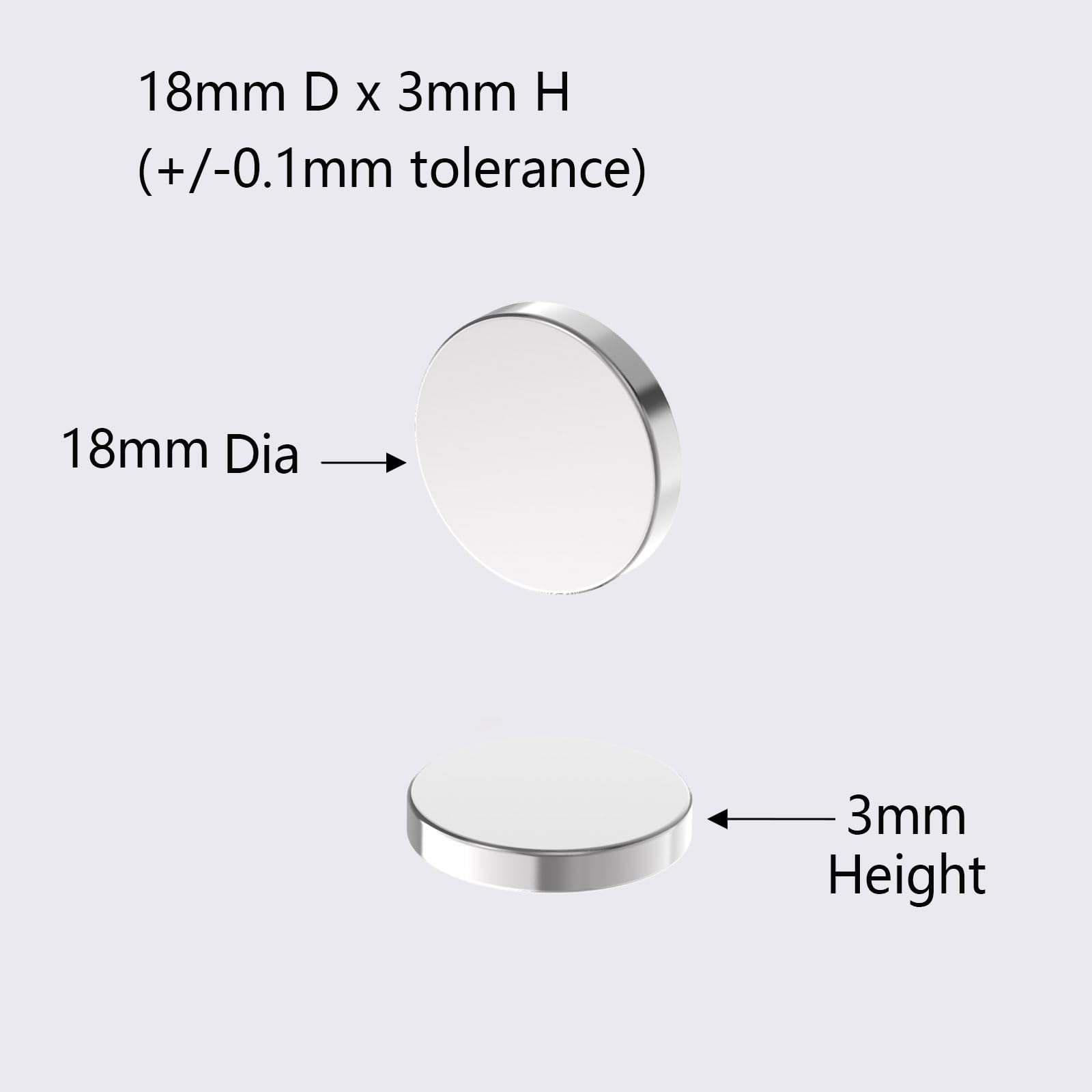 N52-18x3mm - 20 Pack, Very Powerful Rare Earth Magnets, Silver Super Strong Neodymium Disc Magnets for Fridge, DIY, Building, Scientific, Craft, Office,Heavy Duty Round Mighty Magnet — Amazon image 2
