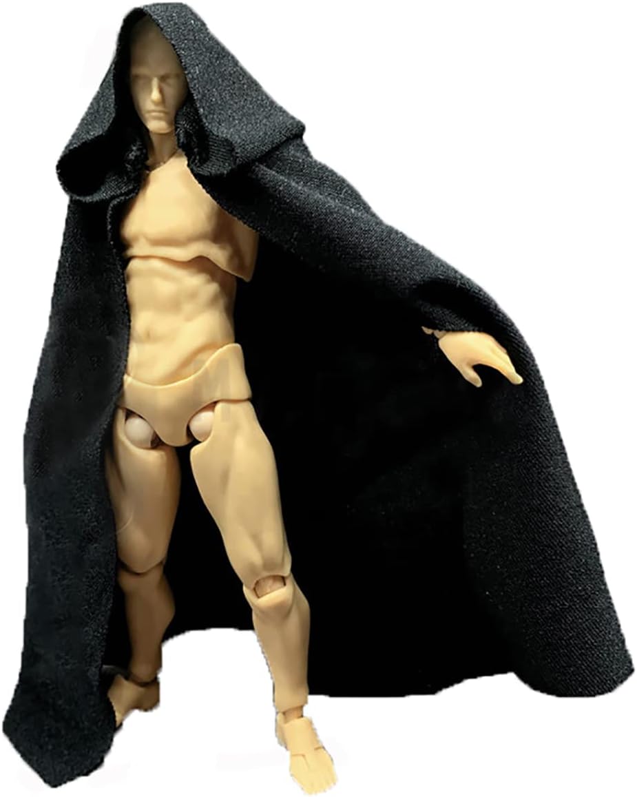 SSbeauty M 1:12 Scale Fabric Cape Cloak with Hat for 6 inch 1/12 Action Figure Clothes (Brown Cloak)