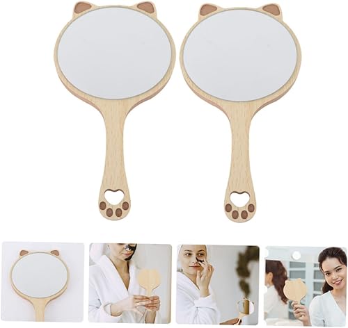 Miniatura 8 de IWOWHERO Espejo de tocador Espejo de afeitado de mano Espejo de maquillaje de mano Espejo cosmético portátil Peluquero Decoración al aire libre