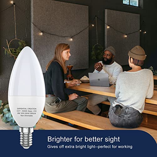 E12 Led Bulb Candelabra Led Light Bulbs Ceiling Fan Candle Type B Chandelier Light Bulbs 6W 5000K Daylight White 40 60 Watt Equivalent B10 B11 Small Base Bulbs Cri 85 550Lm 120V Non Dimmable 6 Pack #TOP6