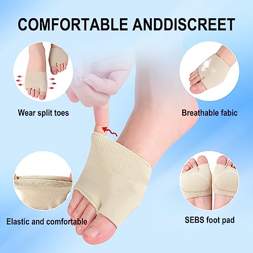 Image of Metatarsal Pads for Men & Women, Ball of Foot Pain Relief Cushions for Sesamoiditis, Metatarsalgia, Morton's Neuroma, 2 Pairs Bunion Corrector Gel Sleeves Cushions Pad for Relieve Feet Pain