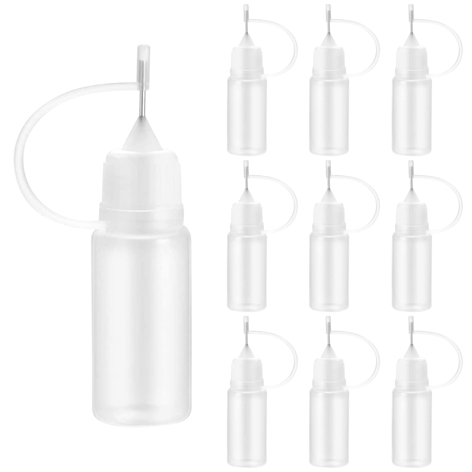 10 Pcs /10 ml Needle Tip Applicator Bottles, Milky Precision Tip Applicator Bottles, Liquid Dropper Filling Bottles, Squeeze Bottle