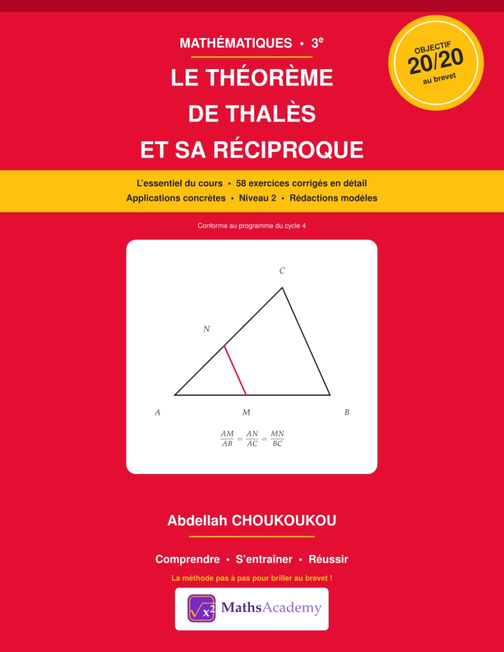 Le théorème de Thalès et sa réciproque: Mathématiques 3e - Cours et 58 exercices corrigés en détail - Préparation au brevet