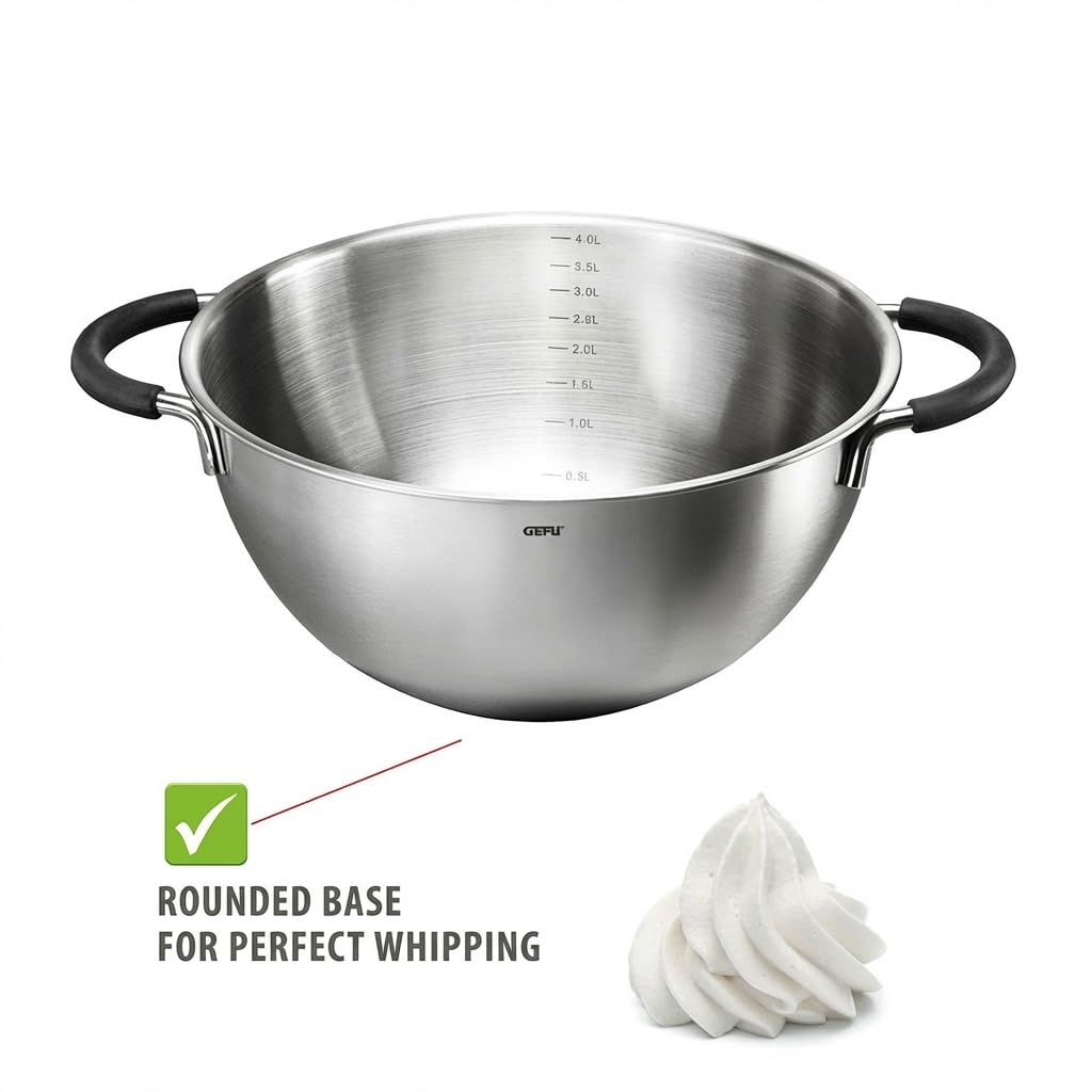 GEFU ge28140 Mesco Ciotola con Anello Antiscivolo Acciaio Inox 24 x 24 x 14,5 cm