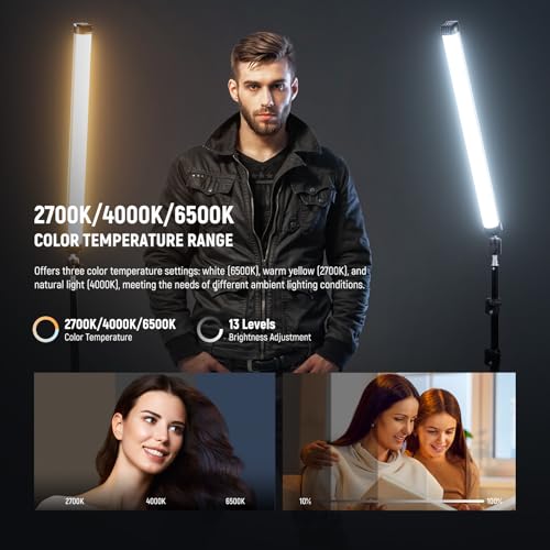 Image of NEEWER Basics 21 inch Magnetic RGB Light Wand, CRI95 Dimmable 14W LED Handheld Video Tube Lighting Stick with 51 RGB Modes, 4000mAh Battery for YouTube TikTok Recording Studio Photography Streaming, SL50