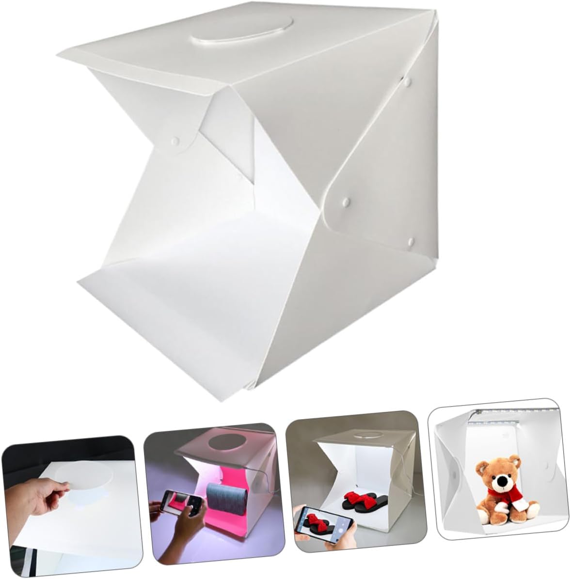 Ipetboom Portable Folding Light Box Tent 40cm with Dual LED Strips and 2-Color Backdrops for Product Photography and Small Object Shooting