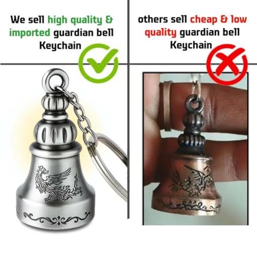 Image of Techpro Guardian Bell KeyChain Tibetan Key Chain Good Luck Key Chain For Bike (Silver Bella)