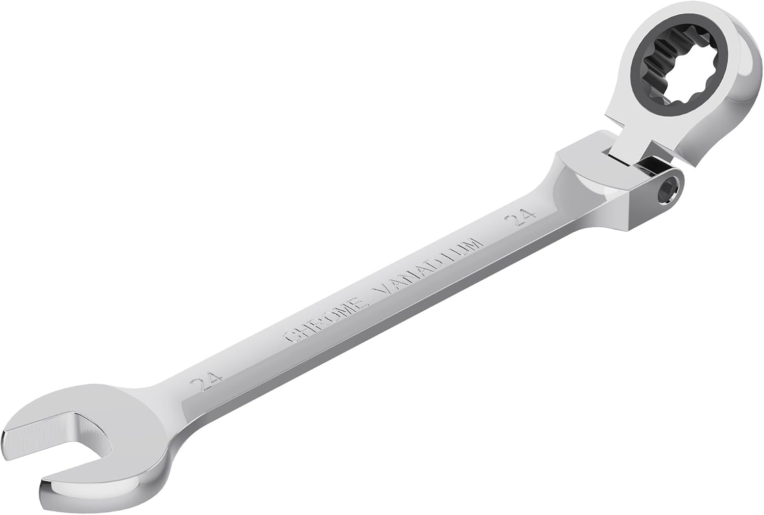 24mm(15/16") Flex-Head Ratcheting Combination Wrench Metric 72 Teeth 12 Point Ratchet Box Ended and Open End Spanner Tools, Flexible Head Gear Wrench, Heat-Treated CR-V
