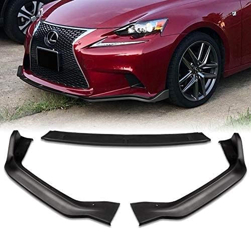 3PCS Front Bumper Lip Kit compatible with 2014-2016 Lexus IS250 IS350, Sport-Style Splitter Trim Protection Spoiler, Air-Dam-Chin-Diffuser (Unpainted Matt Black)