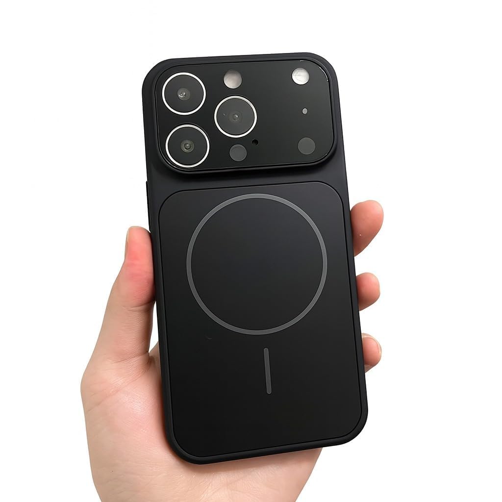 Premium Back Glass Side Soft Converter Case Multiple Models for iPhone 16 Pro Max to Converts 17 Pro/17 Pro Max Style Slim Protective Back Cover with Shockproof Soft-Touch Finish (Black)