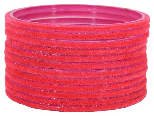 Image of NMII Glass Velvet Bangles Set For Women and Girls | Plain Glass Bangles | Velvet Chudi | Simple Bangles For Women | Stylish Glass Bangles- Set of 24