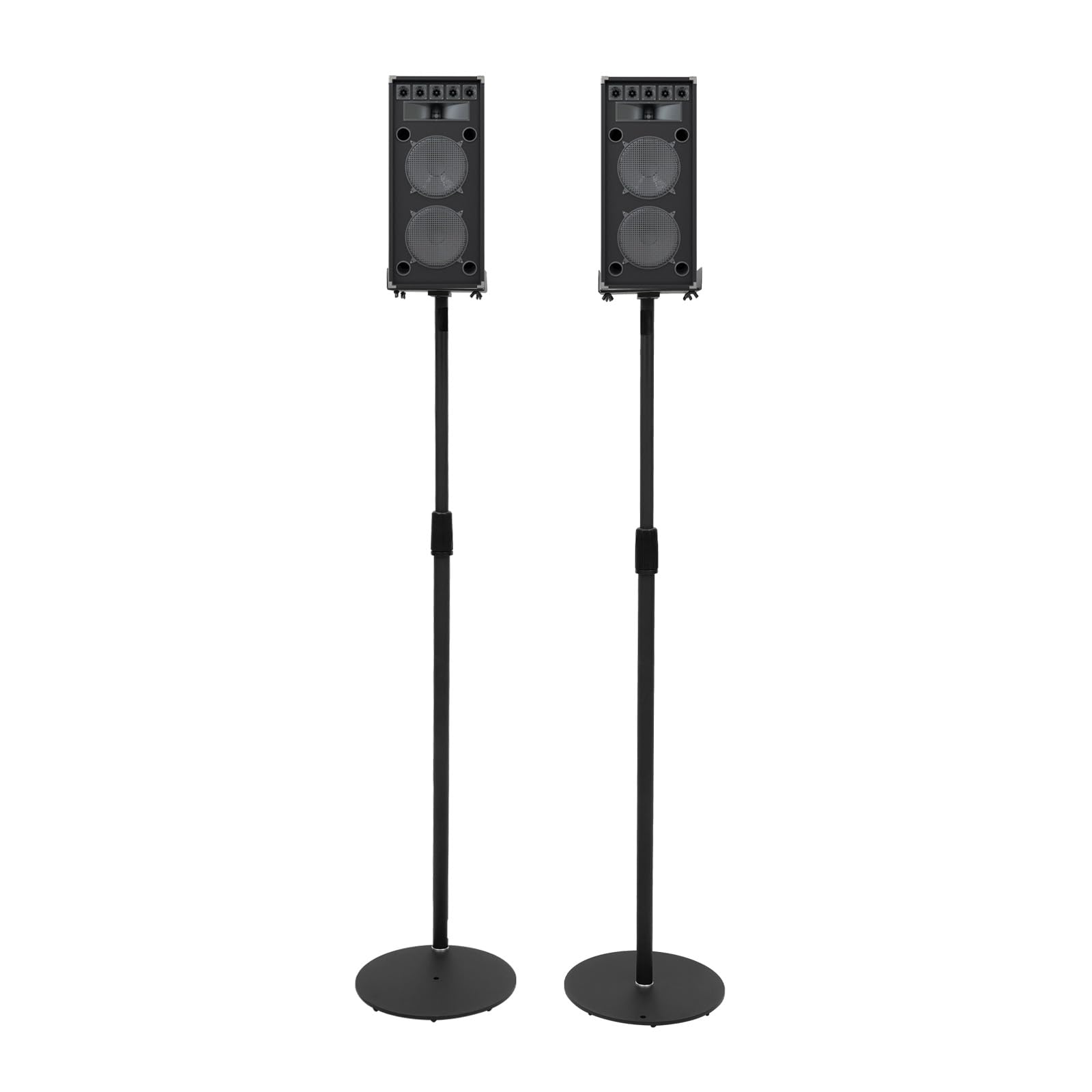 1 paio di supporti per altoparlanti, regolabili in altezza da 75 a 140 cm, girevoli a 360°, supporto per monitor da studio, fino a 6 kg, nero