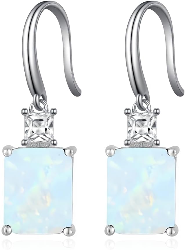 Sterling Silver Birthstone Earring For Woman -Dangle Earrings Jewelry Birthday Gifts for Women,Girlfriend,Wife,Mom - Graduation, Friendship,Birthday, Anniversary