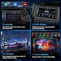 2 DIN 7 Zoll Auto Radio,Wired Apple CarPlay&Android Auto,Bluetooth Autoradio mit Bildschirm,Sprachsteuerung,Mirror Link,GPS Navigation,FM,AUX,Typ-C,mit Rückfahrkamera,Lenkradsteuerung,Touchscreen – Ansicht 5