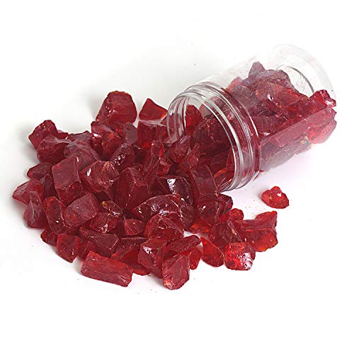 High Luster Reflective Fire Glass Gravel,Fire Gems,Fire Drops,Fire Glass Pebbles Stones Beads Chips For Fire Pit Fish Tank Aquarium Garden,1-2Cm,540G/1.19Lb (Red) #TOP1