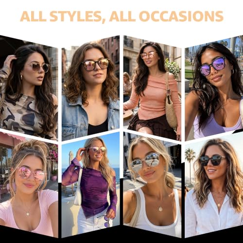 Image of Myiaur Polarized Sunglasses for Women, Square Mirrored Trendy Shades with UV Protection Reduce Glare Sun Glasses