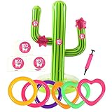 Was Sie bekommen: Das aufblasbare Kaktus-Ringwurfspiel wird mit 1 Stück aufblasbarem Kaktus, 6 Stück aufblasbaren Wurfringen, 9 Stück Zahlenaufklebern und 1 Stück Flamingo-Geschenkbox geliefert. Ein perfektes mexikanisches Fiesta-themenorientiertes Sommerpool-Partygeschenk für Jungenmädchen.