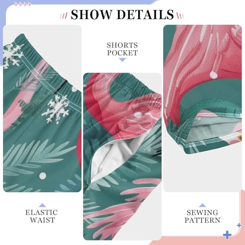 Xmas Flamingo Berry Boys Long Pants Soft Trousers Elastic Waist Kids Lounge Bottoms with Pockets S-XL4