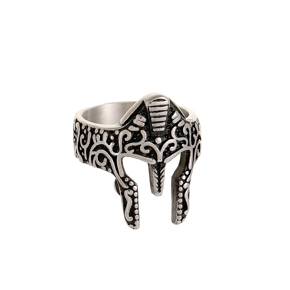 EENSYWEENSY Spartacus Helmet Ring, Vintage Spartan Warrior Rings, Stainless Steel Mask Ring Jewelry Amulet for Men