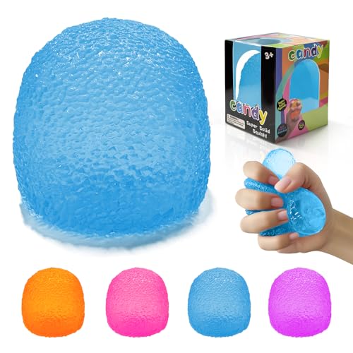 Squishy Fidget Toys Stress for Kids and Adults, Super Solid Squeeze Ball, Sensory for Stress Relief, Birthday, Easter Basket Stuffers and Party Favors (Blue)