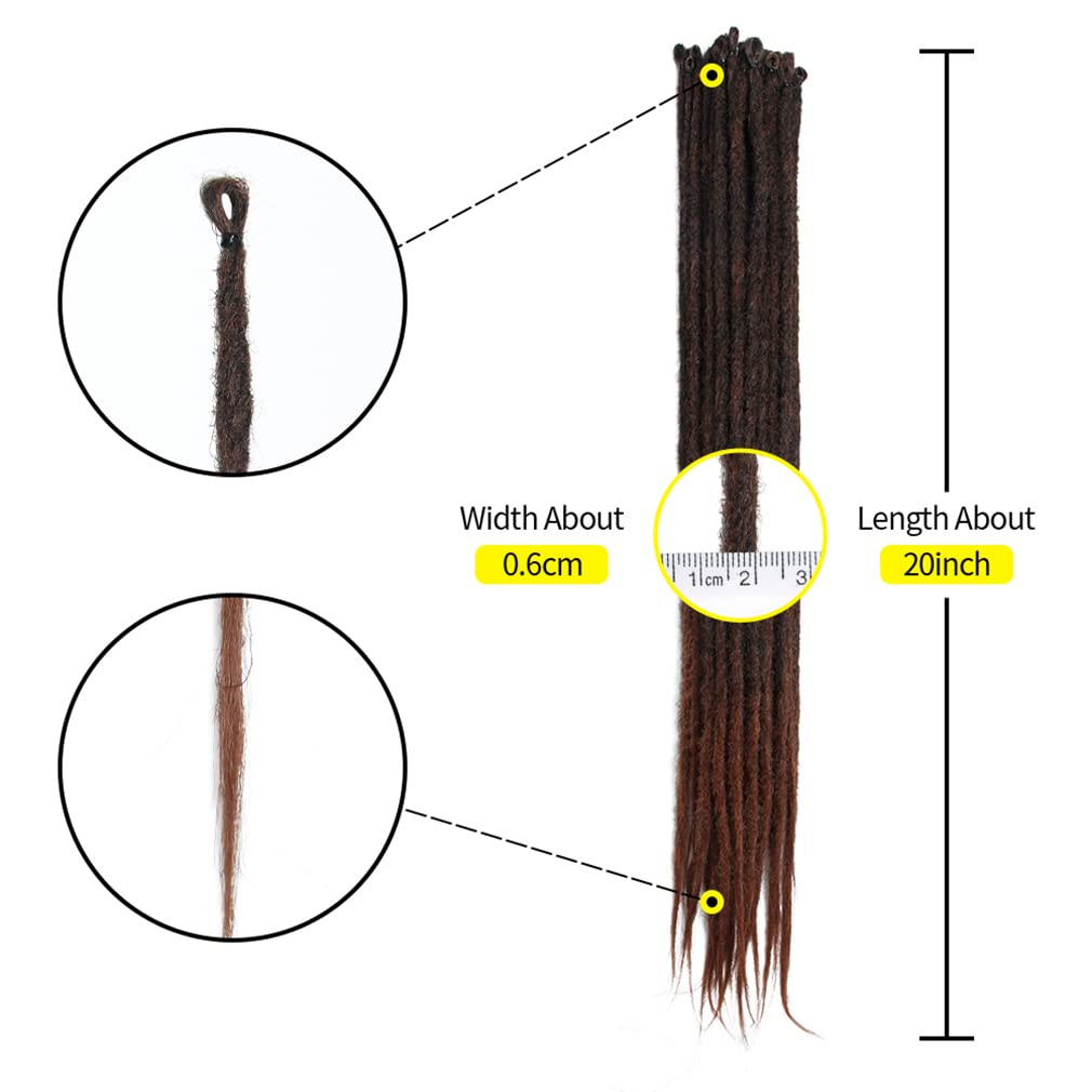 20 Inch Thin 0.6cm Dreadlock Extensions Soft Handmade Synthetic Dreads SE Dreads Locs Extension 1B/30# 20 Strands/Pack