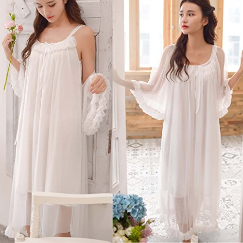 Womens Sexy Vintage Loungedress Nightgown 2 pcs Victorian Sleepwear Nightshirt Girls Pajamas4