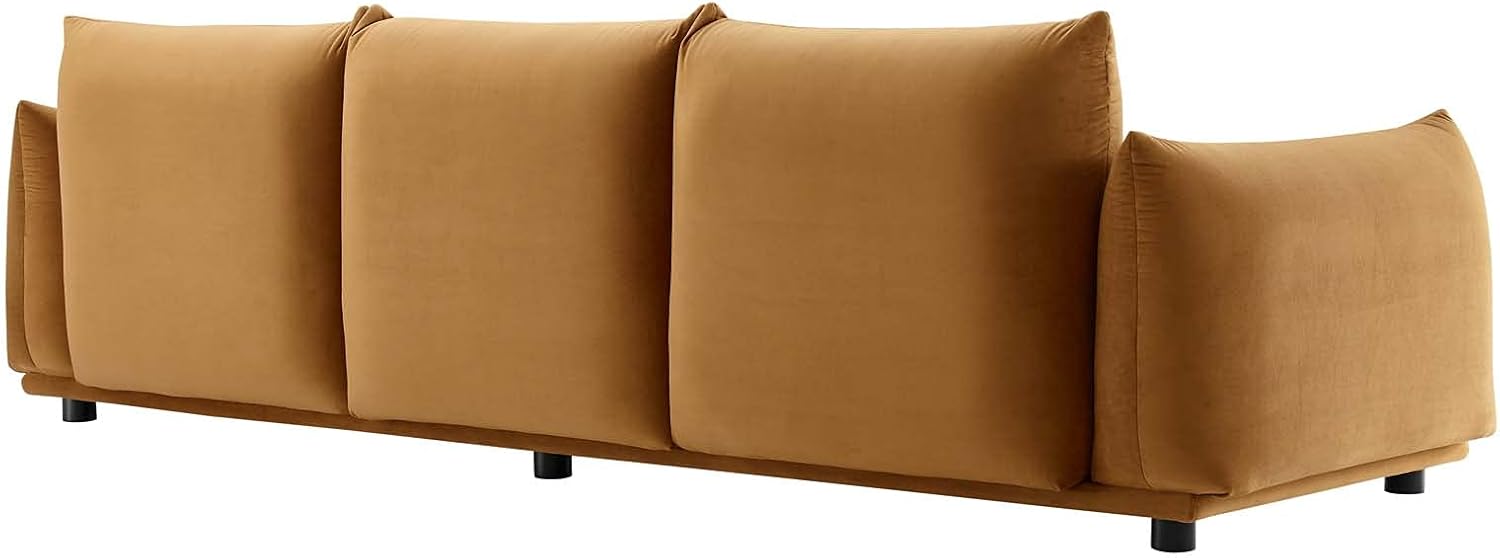 Copious Performance Velvet Sofa in Cognac