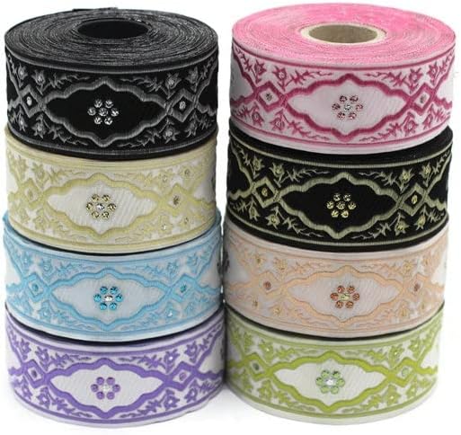 Miniatura 5 de Carrete de 11 yardas 1.37 pulgadas azul Andalucía Jacquard Cinta Tapicería Tejido Dekorband Trim Fabricación de cortinas