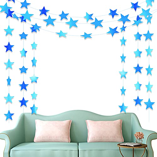 Image of Patelai Glitter Star Garland Banner 2026 Party Decor 130 Feet Star Hanging Streamers Twinkle Backdrop for Classroom Birthday Graduation Wedding Supplies(Holographic Blue)