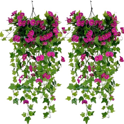 Flores de enredadera artificiales para jardín y porche, campanillas de 99 cm en pack de 2 2