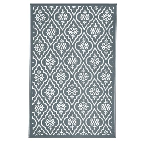 IDMarket - Alfombra exterior Túnez, gris y blanco, 180 x 280 cm