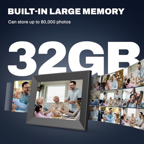 Image of 8 Inch Large Digital Picture Frame, 1920x1080 FHD IPS WiFi Electronic Photo Frame with Remote Control, 32GB Storage, Wall-Mountable, Instantly Share Photo /Video via Apps, Email, Black
