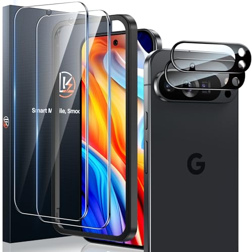 LK 2 Pack for Google Pixel 10 Pro XL Screen Protector + 2 Pack Camera Lens Protector, Fit Lens Cutouts Ports, Max Coverage, HD Clear 9H Tempered Glass for Google Pixel 10 Pro XL, Easy Install