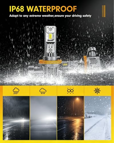 Image of Termitor Ultra Bright H11 LED Bulbs, 150,000LM H11 /H8 /H9 Lights, 1500% Brighter with 16 CSP Chips, Boost Epic Night driving Visibility, 90000Hrs Lifespan,6500K Cool White 150W Bulb, Pack of 2