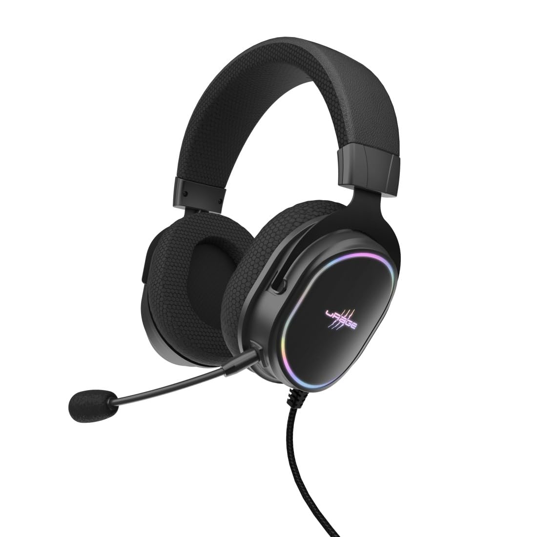 uRage Casque Micro Gaming (Casque Gamer optimisé PC PS5, certifié DTS X, Casque de Jeu Son Virtual Surround 7.1, LED RGB, Micro Amovible, Cable USB-A 2.2m) Noir