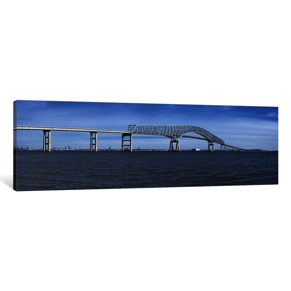iCanvasART 1 Piece Bridge Across a River, Francis Scott Key Bridge, Patapsco River, Baltimore, Maryland, USA Canvas Print by Panoramic Images, 48" x 16"/1.5" Depth
