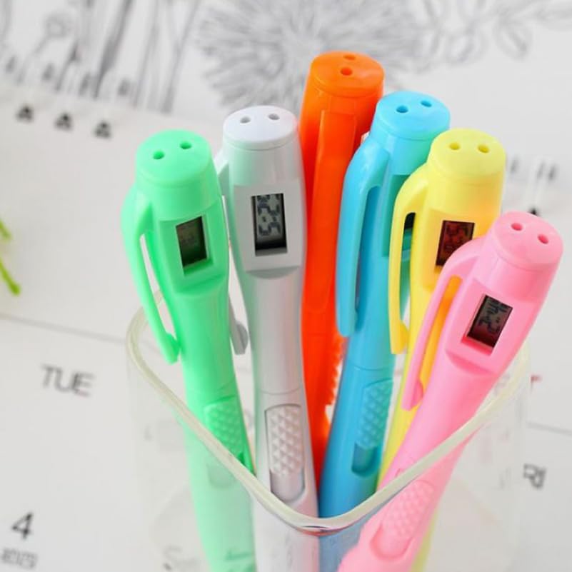 Ciieeo 4pcs Multi-function Student Pen with Clock Feature Portable Gel Writing Pens for School and Office Smooth Writing Experience High-grade Replaceable - Image 2