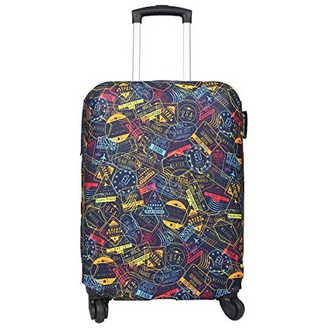 Explore Land Upgraded Thickened Spandex Travel Luggage Cover Suitcase Protector Fits 18-32 Inch Luggage, Stamp, M(23-26 inch luggage) Cover