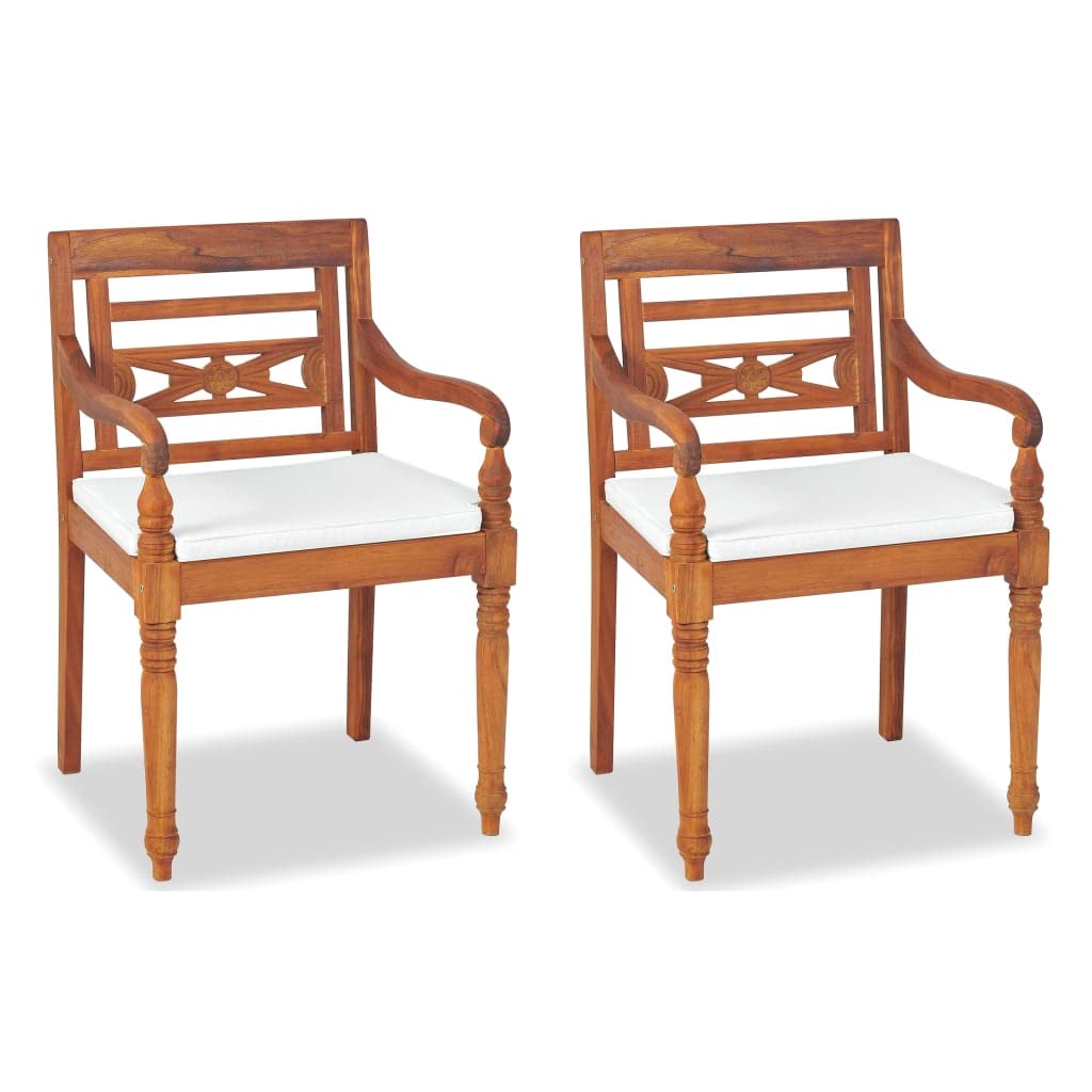 Set di mobili da giardino in teak, 4 pezzi, panca 2 sedie da caffè | Legno massiccio resistente, cuscini rimovibili spessi, finitura a olio, facile da pulire