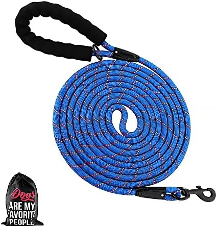 Plutus Pet Long Rope Dog Lead, With Comfortable Padded Handle, Reflective Nylon Heavy Duty Rope Lead, 4.5m 6m 9m Dog Training Lead for Small Medium Large Dogs (4.5m, Green)