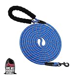Plutus Pet Long Rope Dog Leash, with Comfortable Padded Handle, Reflective Nylon Heavy Duty Rope Lea