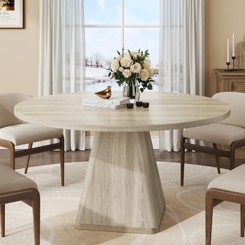 47 Inch Round Dining Table for 4-6, Circle Kitchen Table