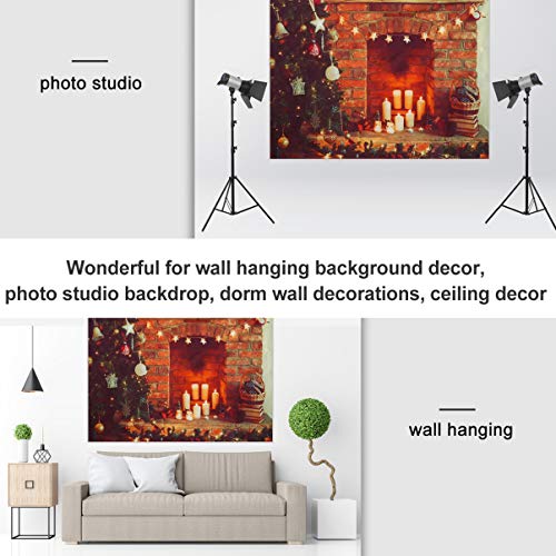 Lurrose Natal Lareira Pano de Fundo Natal Árvore Estrela Luz de Velas Decoração Vinil Foto Fundo par