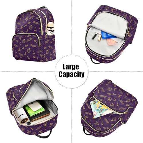 Image of Mini Backpack Halloween Bats Fashion Backpack Purse for Women,Handbag Shoulder Bag Casual Daypack, Ladies Gift for College Work(S)