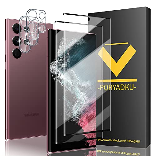 Ansxiy [2+2 Pack] Tempered Glass For Samsung Galaxy S22 Ultra Screen Protector[2 Pcs]+ Camera Lens Protector[2 Pcs], Fingerprint Compatible with S22 Ultra Glass Screen Protector Tempered Glass