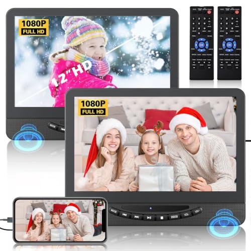 Image of FELEMAN 12" Dual Portable DVD Player for Car with HDMI Input/AV Output