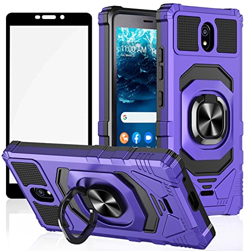 Ailiber Case for Nokia C100 - 5.45 Case with Screen Protector Ring Kickstand for Magnetic Car Mount Military Grade Heavy Duty Shockproof Protective Phone Cover - Purple