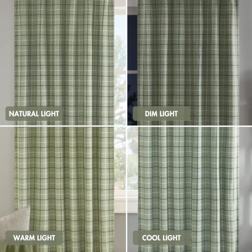 Image of Madison Park Plaid Window Curtain Thermal Insulated, 1 Panel, 50x63 Green